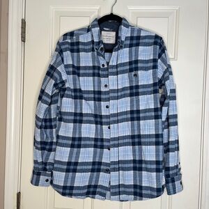 Blue plaid flannel button-down